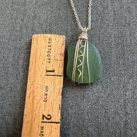Enwraptured by Nature Necklace Sea Glass Sterling Silver Chain 18 inches - Picture 4 of 7